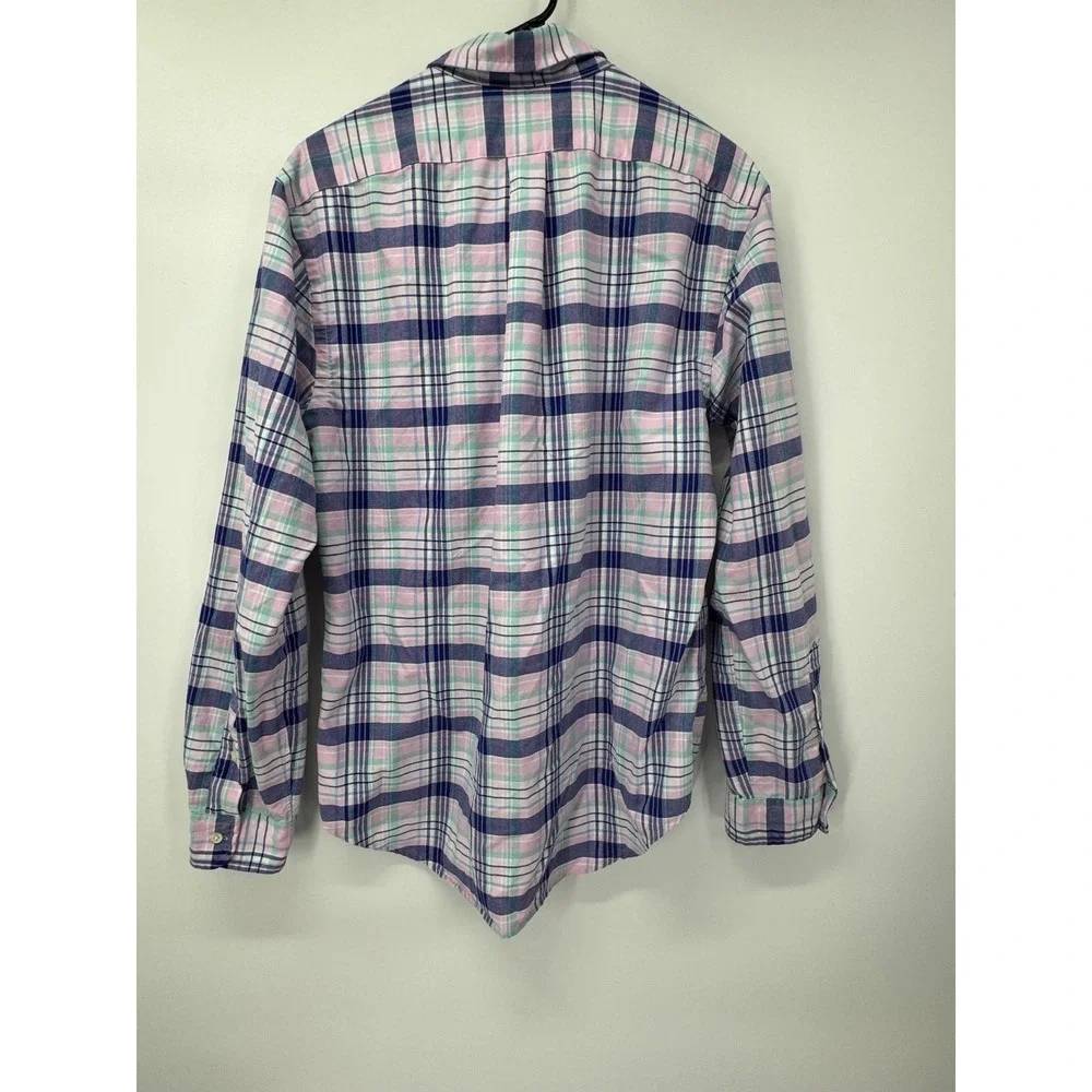 Ralph Lauren Men's Slim Fit Purple Plaid Button Down Long Sleeve Cotton Shirt Lg - Picture 6 of 6